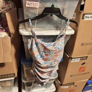 New TAG ! Eomenie Women One Piece Swimsuit Push Up Bra MultiColor Floral Sz S